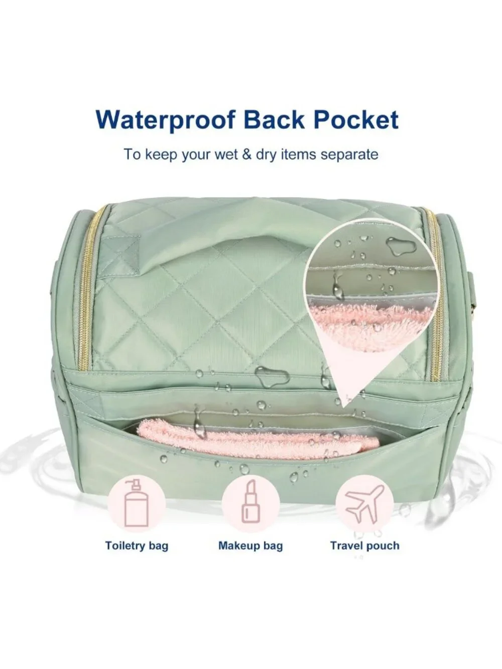 Large Waterproof Travel Toiletry & Makeup Organizer Bag with Handle & Dividers